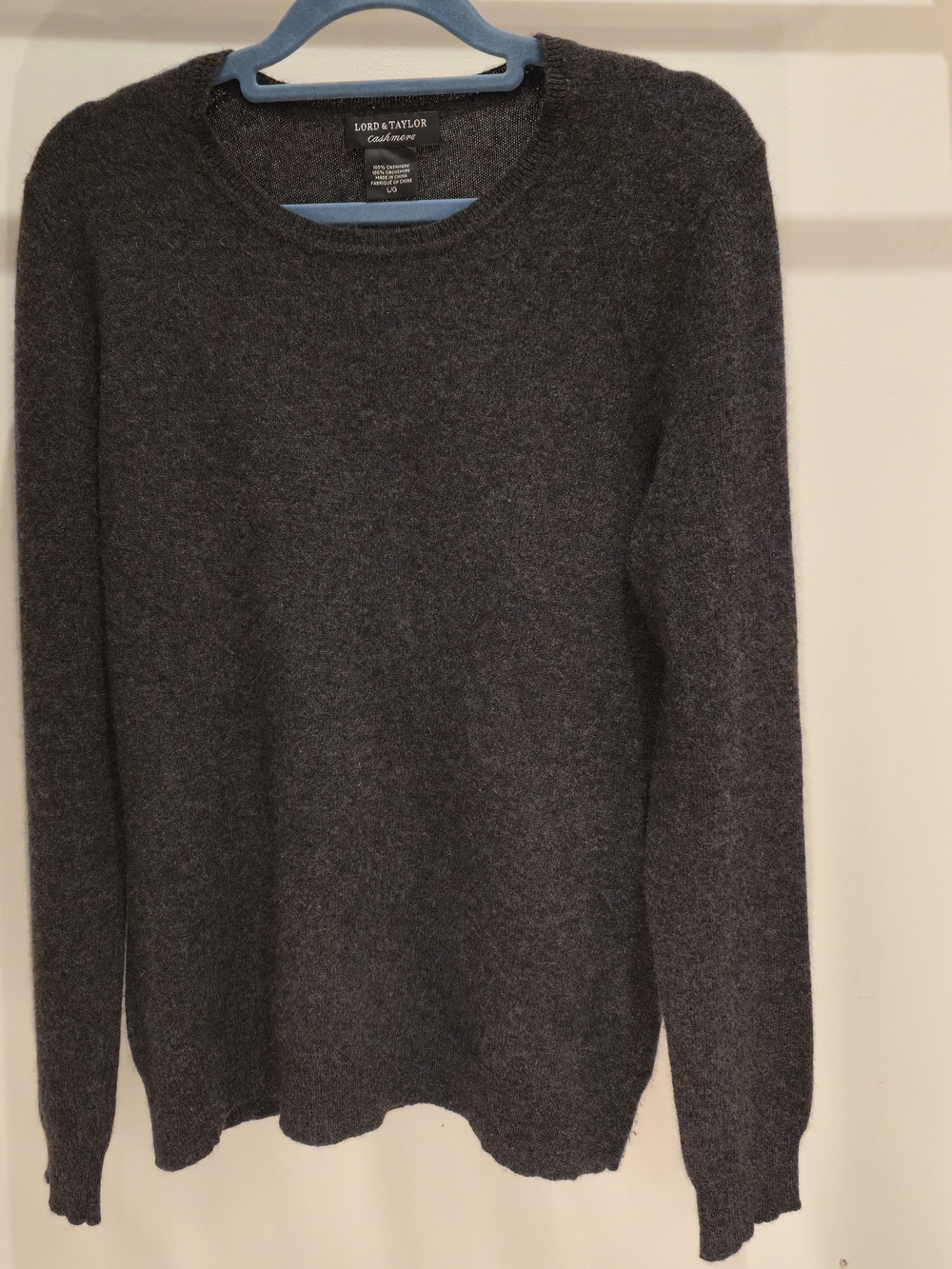 Lord & Taylor Women's Dark Gray Cashmere Crewneck Sweater US L
